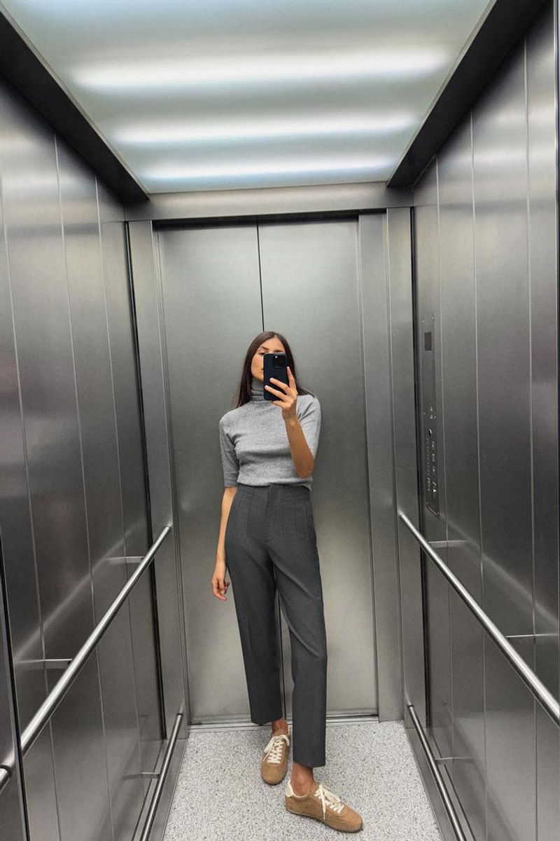 High-Waisted Pants – Anthracite Grey
