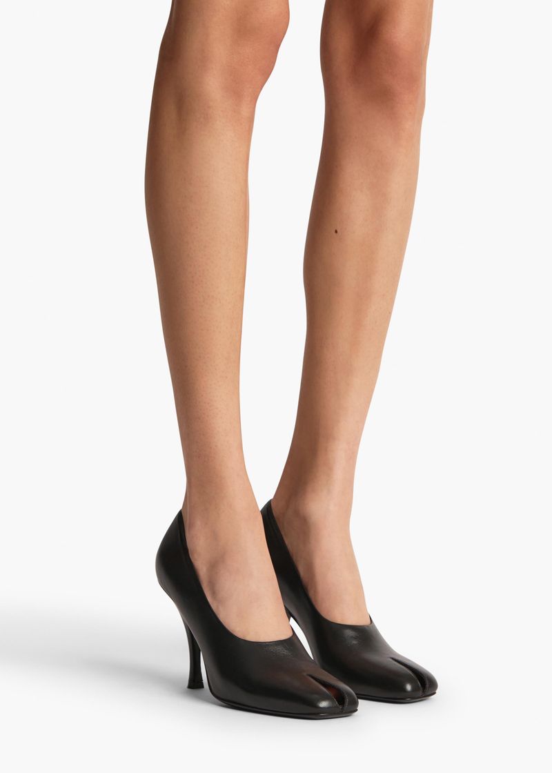 Khaite Eva Peep-Toe Leather Pumps