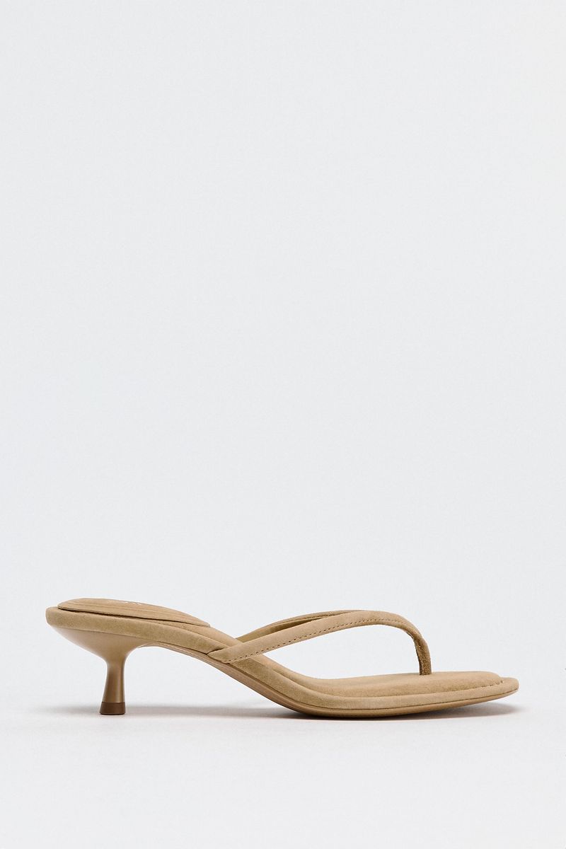 Zara Suede Kitten-Heel Sandals