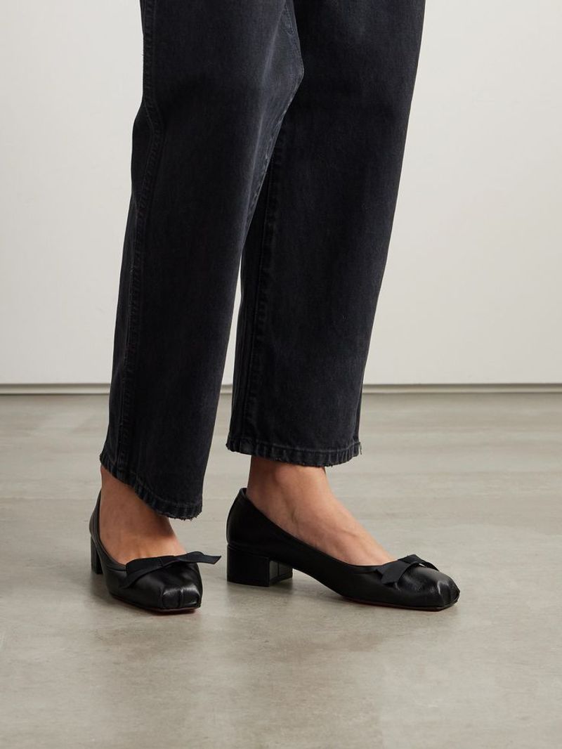 CHRISTIAN LOUBOUTIN Mamaflirt 30 Bow-Embellished Leather Ballet Pumps