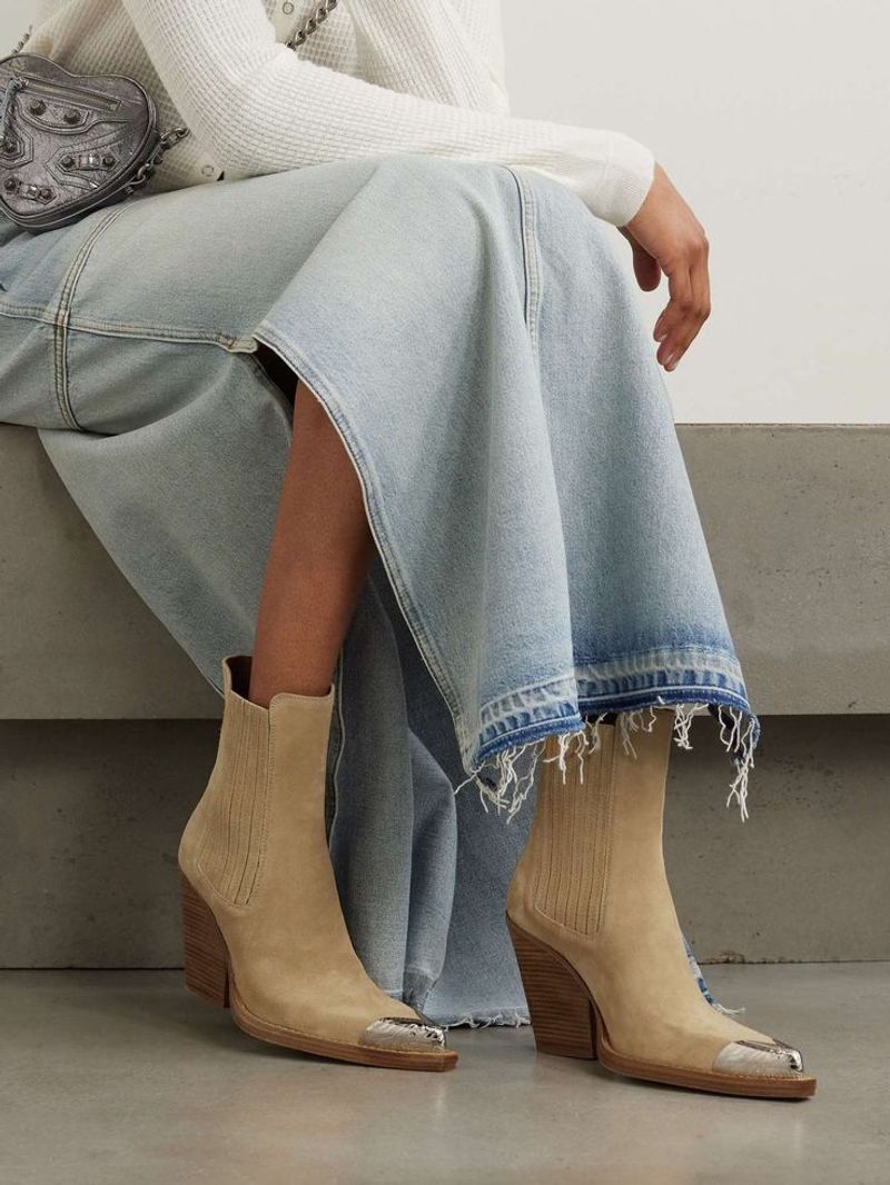 Suede Ankle Boots in Neutral Tones