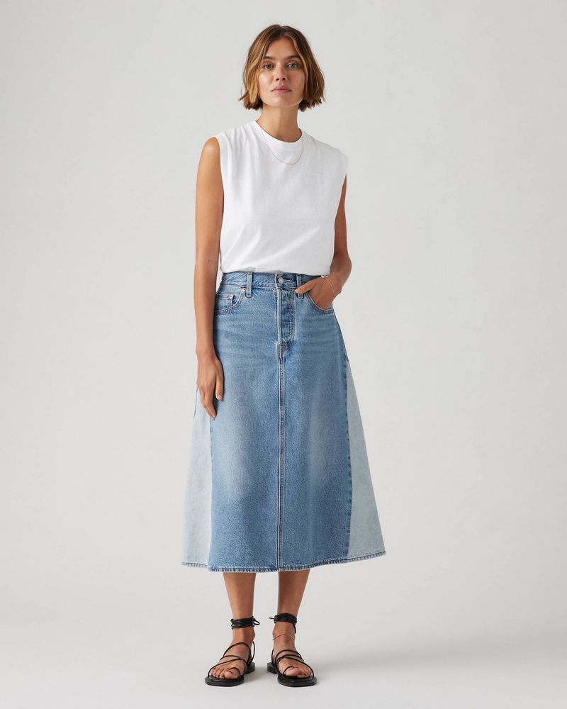 Levi's® Pieced A-Line Denim Midi Skirt