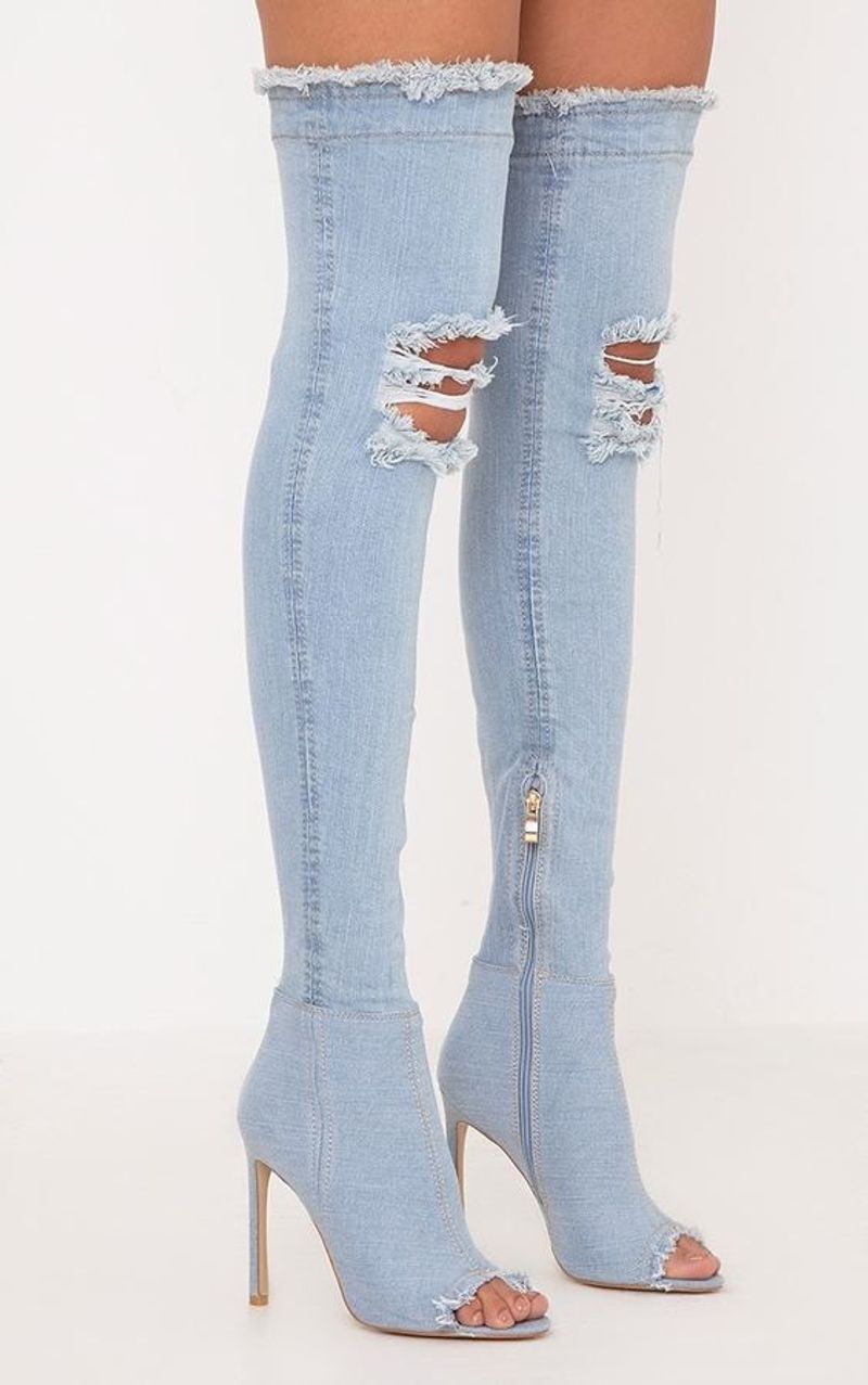 Thigh-High Denim Boots