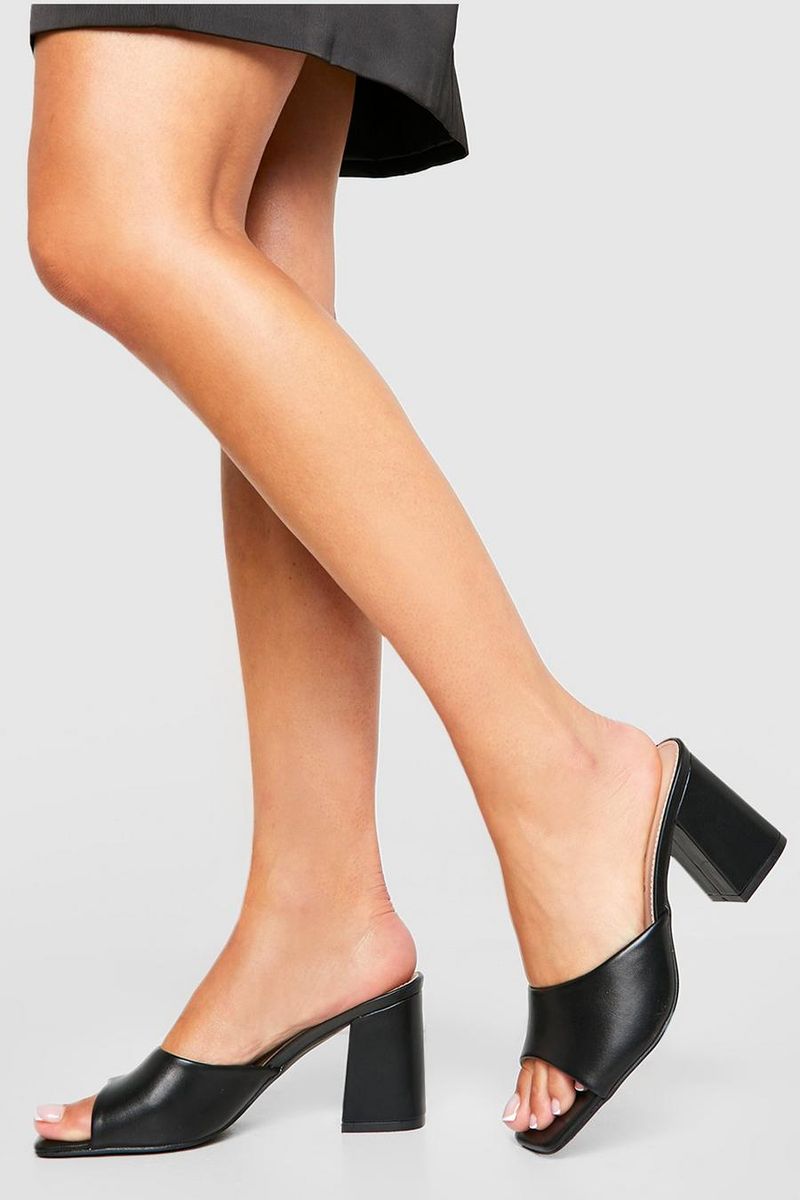 Minimal Leather Mules with a Low Heel