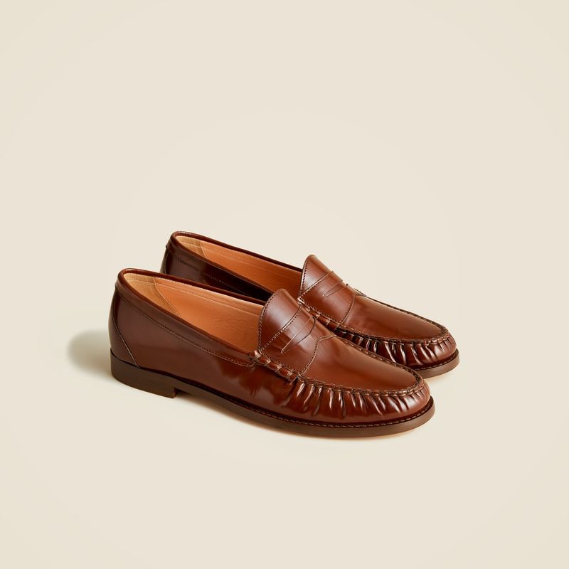J.Crew New Winona Penny Loafers in Italian Spazzolato Leather