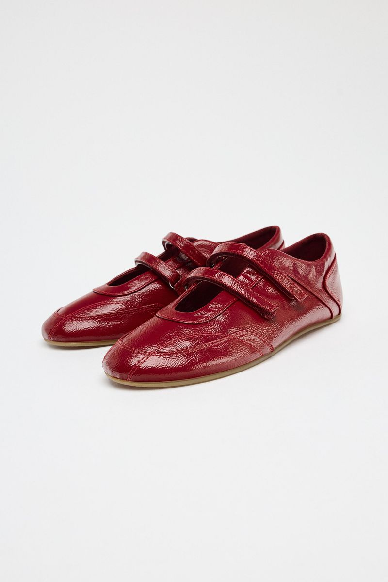 Zara Patent Double Strap Ballet Flats