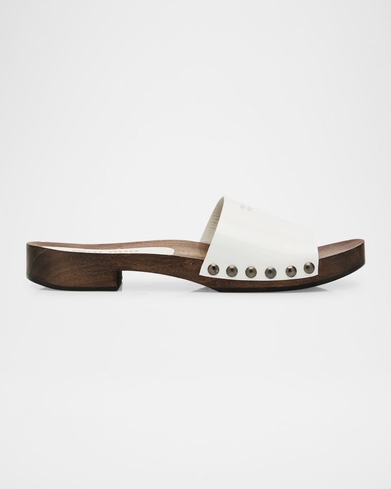 Miu Miu Leather Logo Slide Clogs