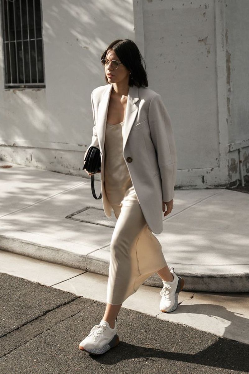 With a Slip Dress and Oversized Blazer