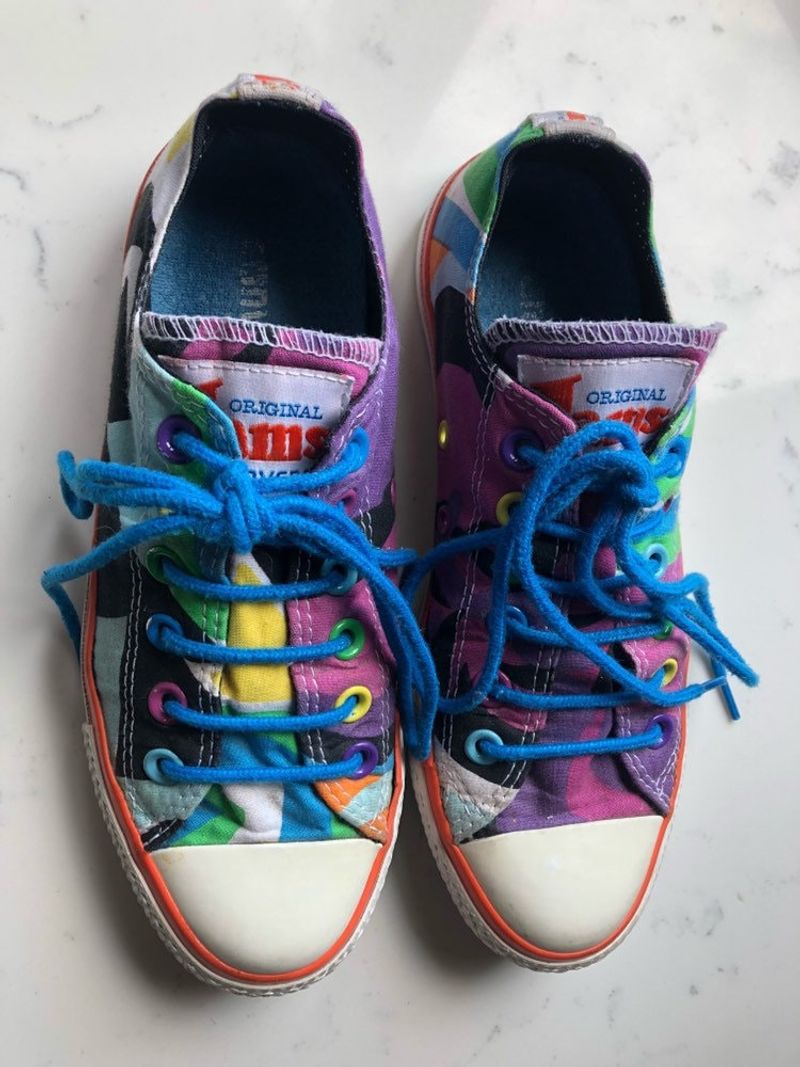 Distressed Converse with Neon Laces