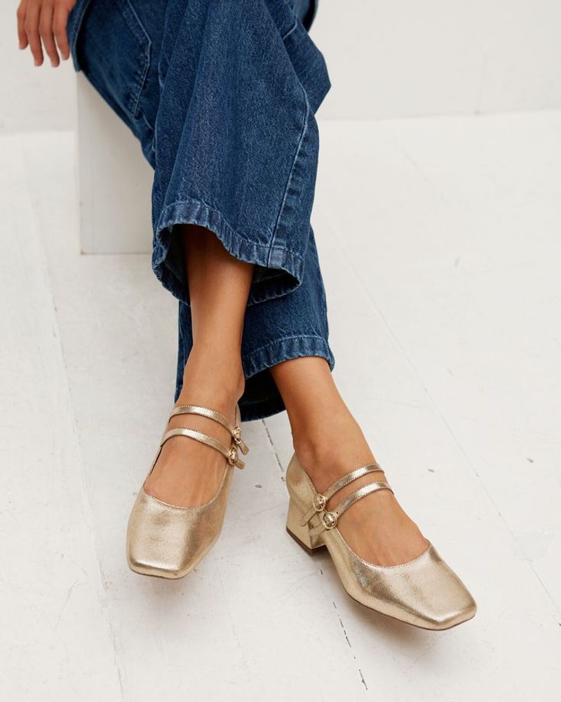 Metallic Mary Janes
