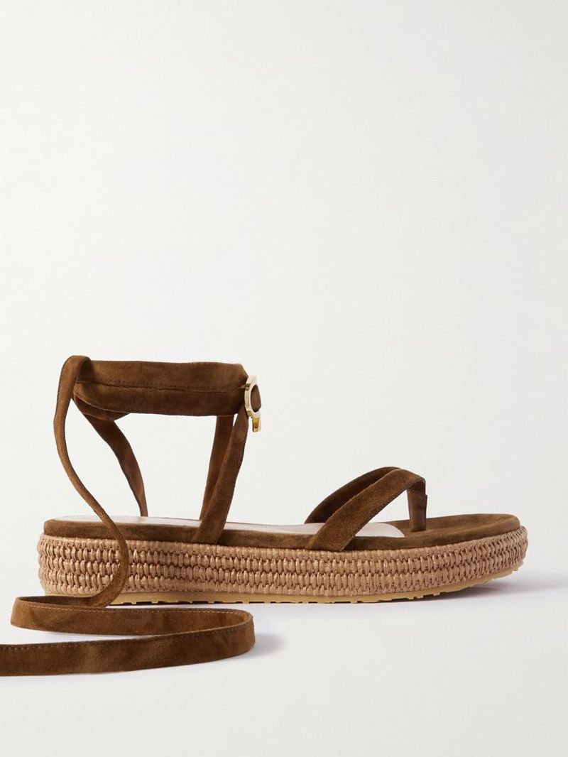 Raffia-Trimmed Sandals