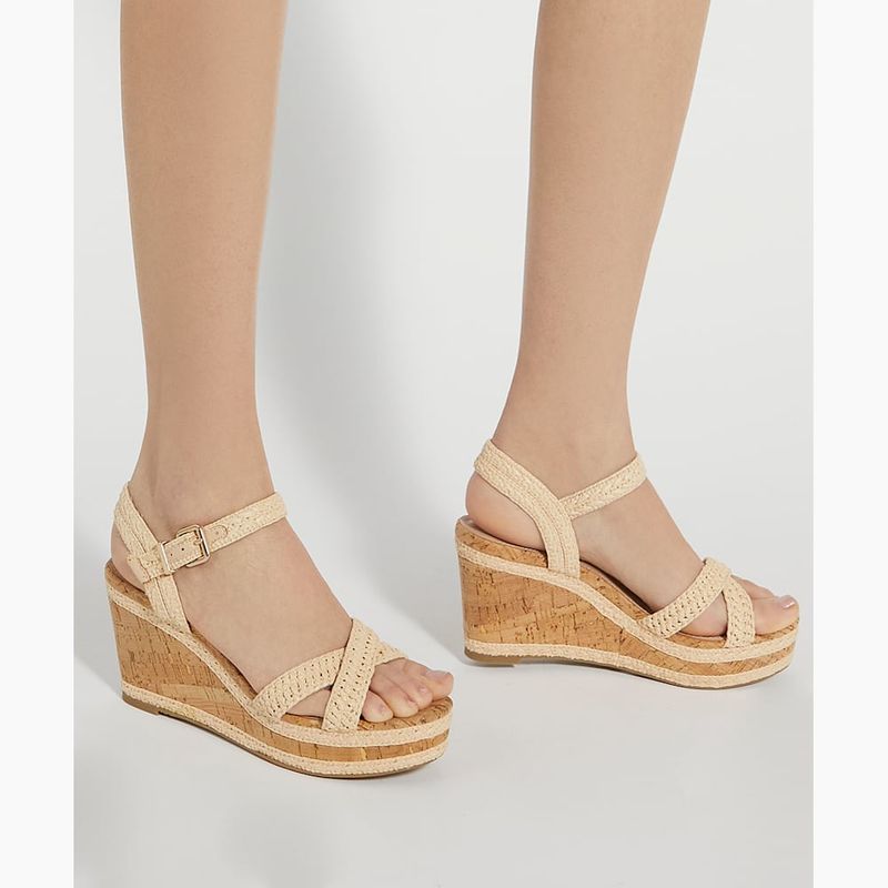 Cork Wedge Sandals with Braided Uppers