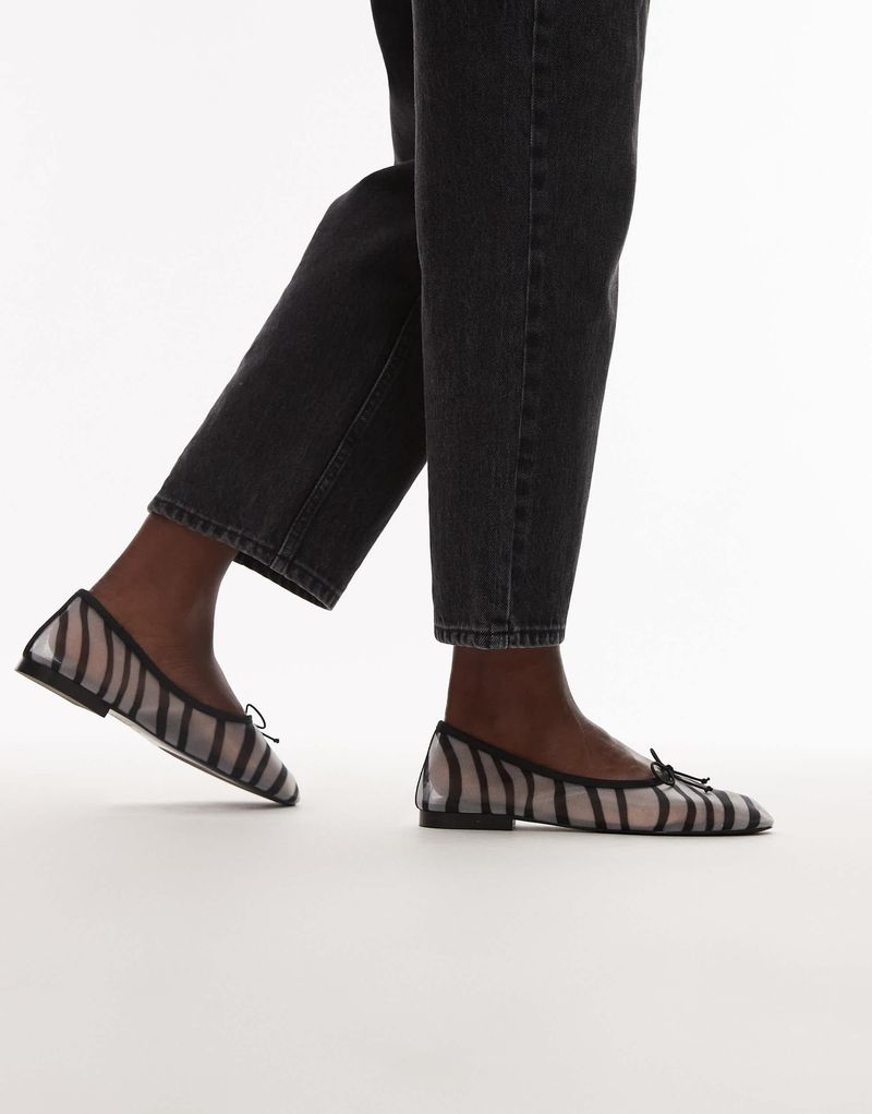 Mango Animal Print Mesh Ballerina Flat