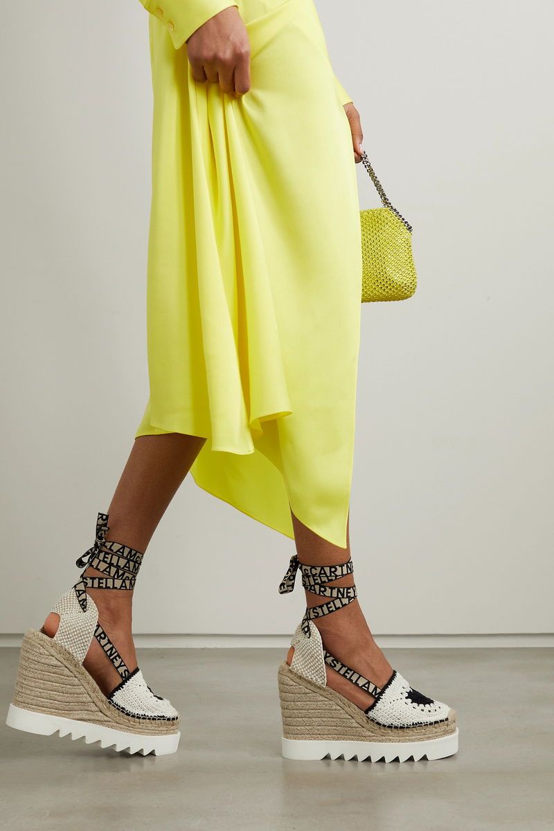 Stella McCartney Gaia Crocheted Platform Wedge Espadrilles