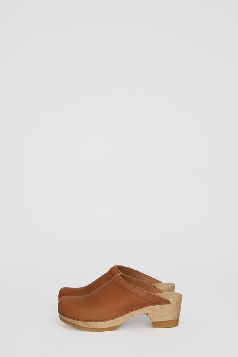 No.6 Leather Clog on Mid Heel