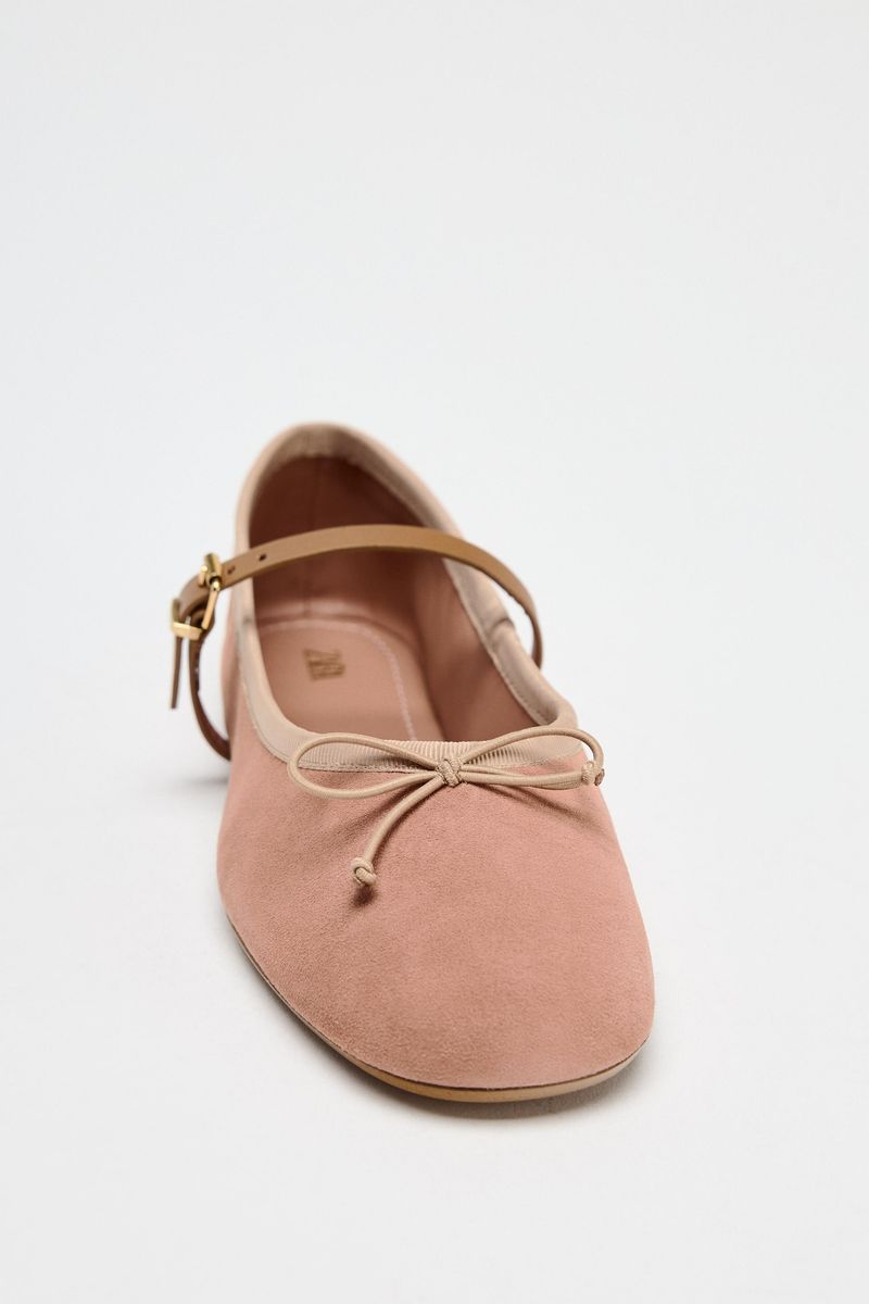 ZARA Suede Mary Jane Flats