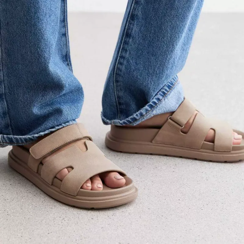 New Look Mink Suedette Flat Sandals