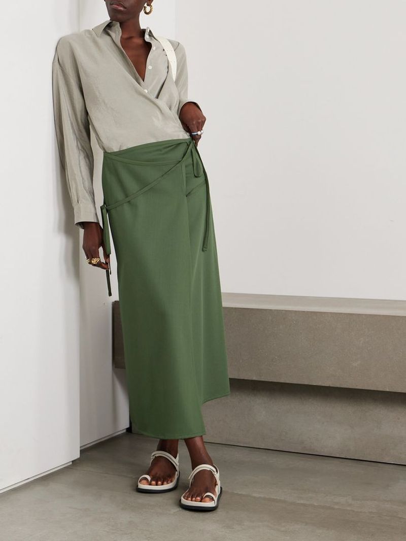 Wrap Midi Skirt + Toe-Ring Sandals