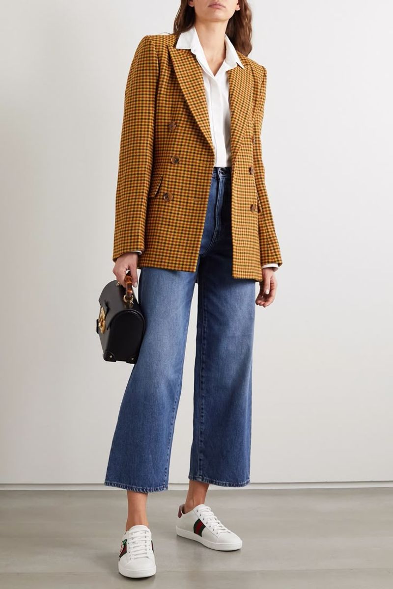 Cropped Jeans + Sleek Sneakers + Relaxed Blazer