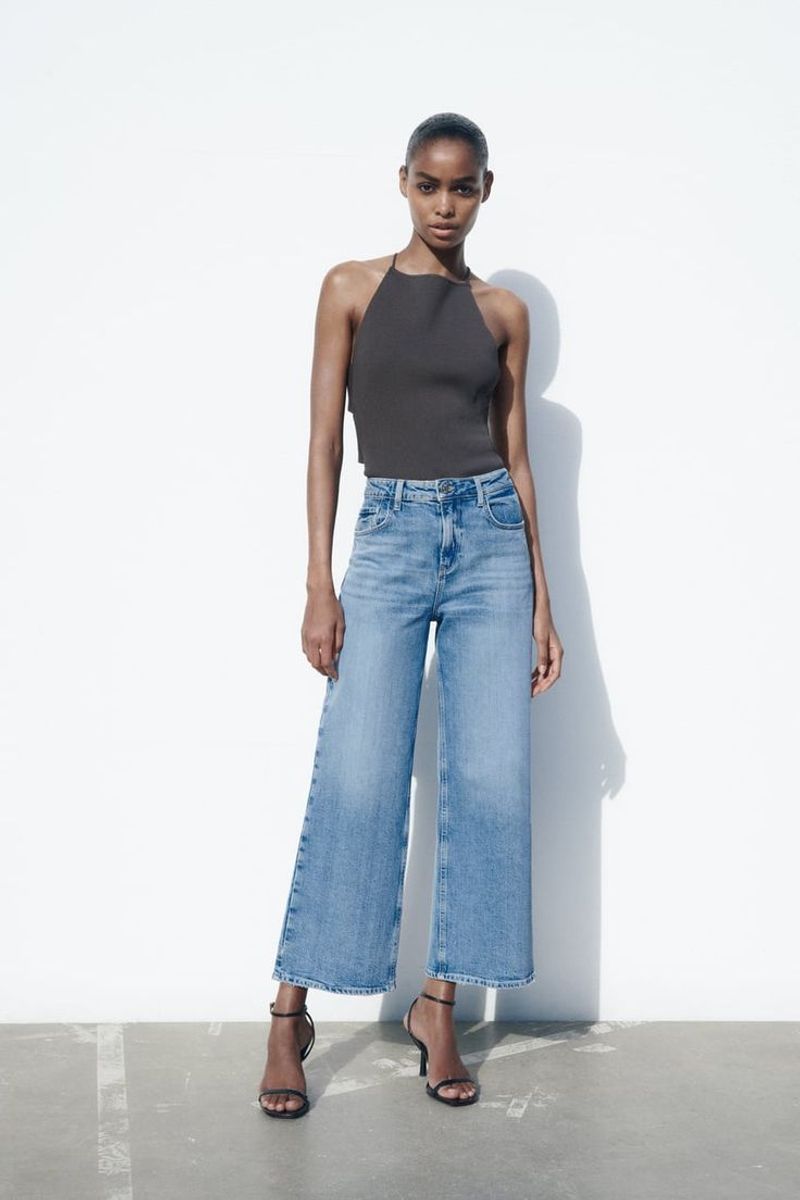 Cropped Straight-Leg Jeans + Minimalist Ankle-Strap Heels