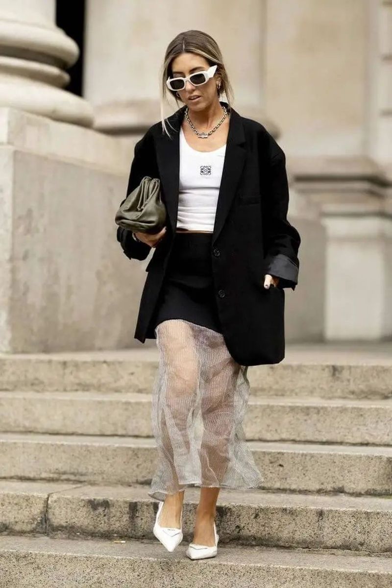 With a Sheer Maxi Skirt and Fitted Bodysuit