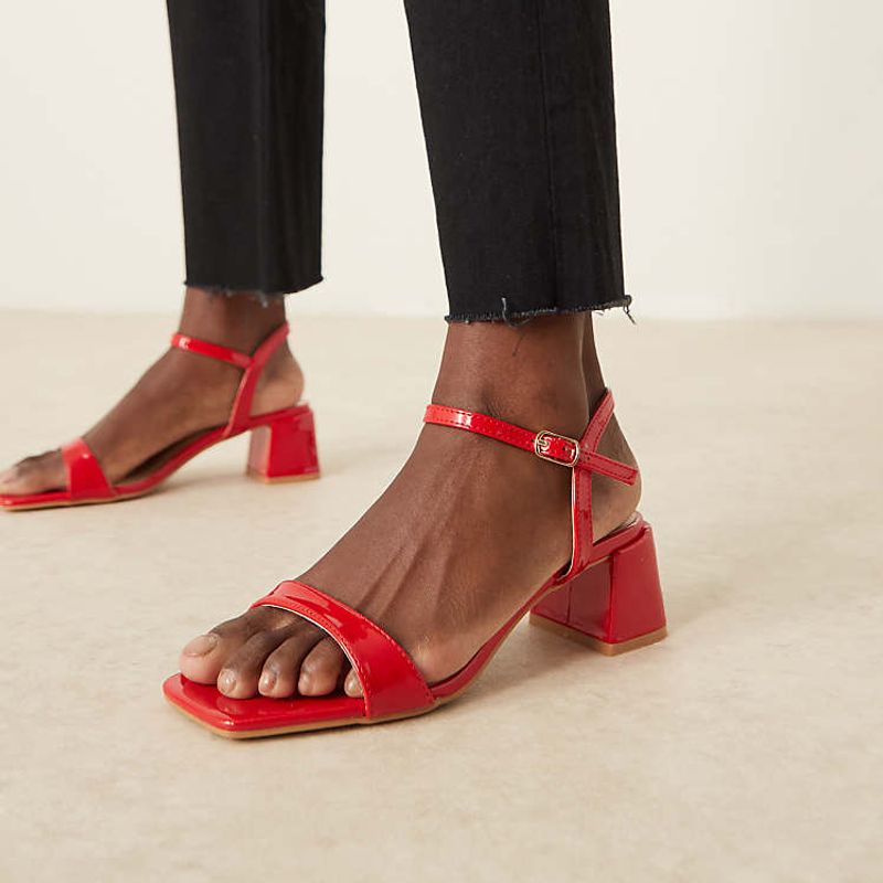 Low Block-Heel Leather Sandals