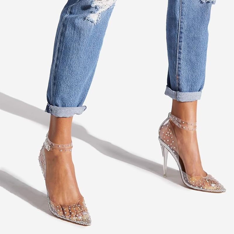 Plastic Heels With Foggy Transparency