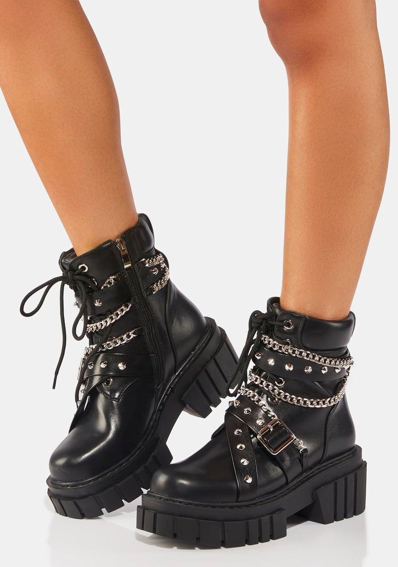 Combat Boots with Chains and Studs