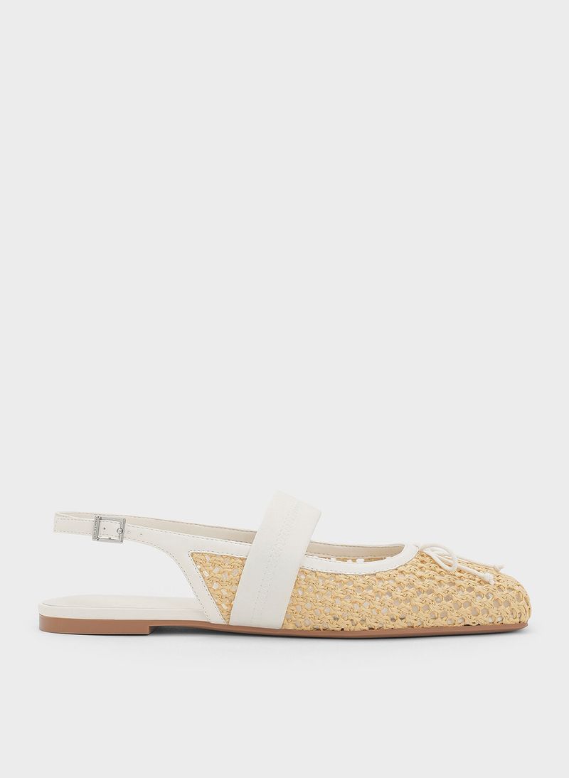 Charles & Keith Lyric Woven Bow Slingback Flats