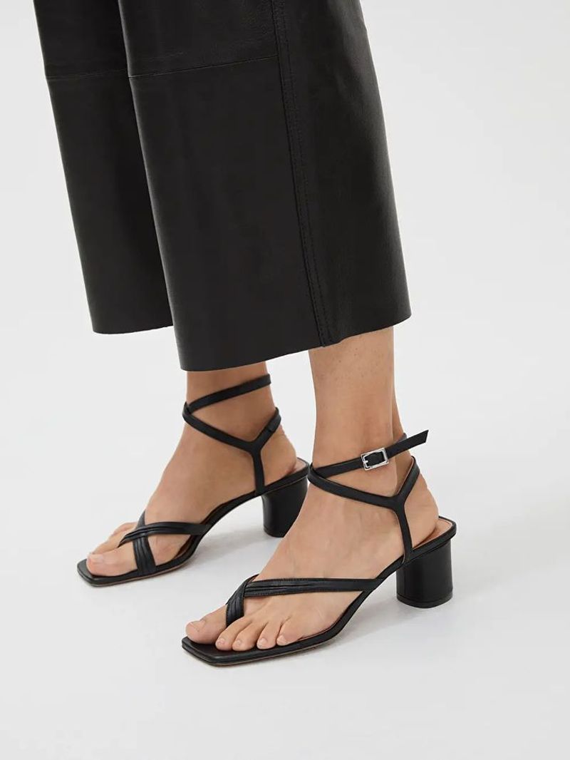 Strappy Leather Sandals with an Ankle Tie