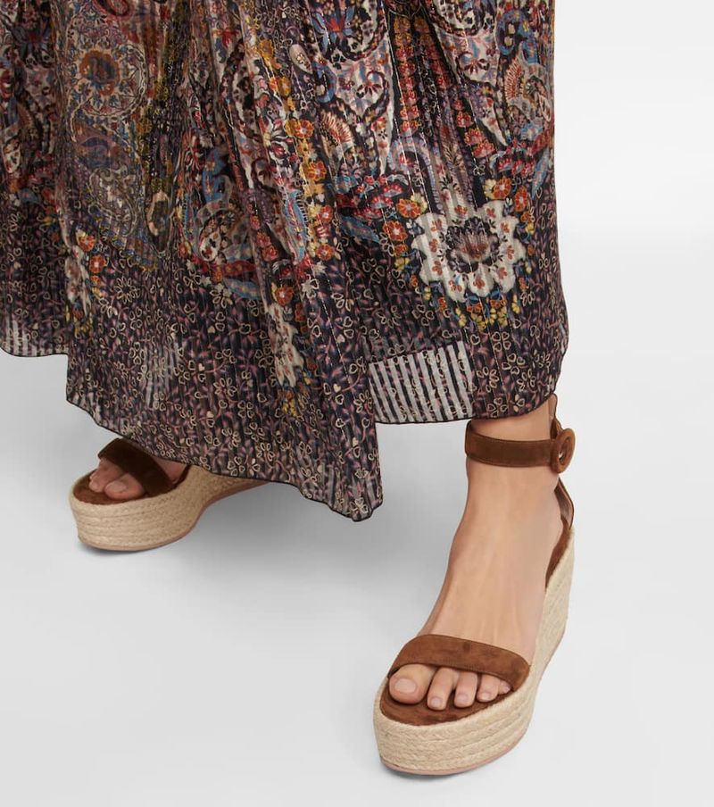 Gianvito Rossi 45 Suede Espadrille Wedge Sandals