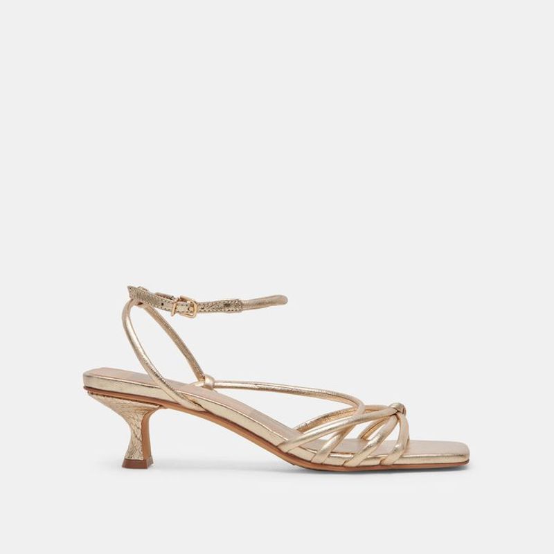 Dolce Vita Bev Heels in Gold Metallic Leather