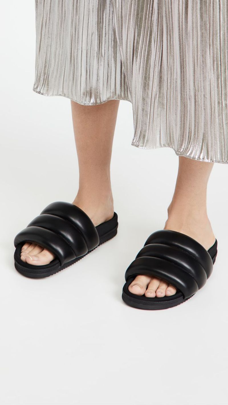 Puffy Leather Slides
