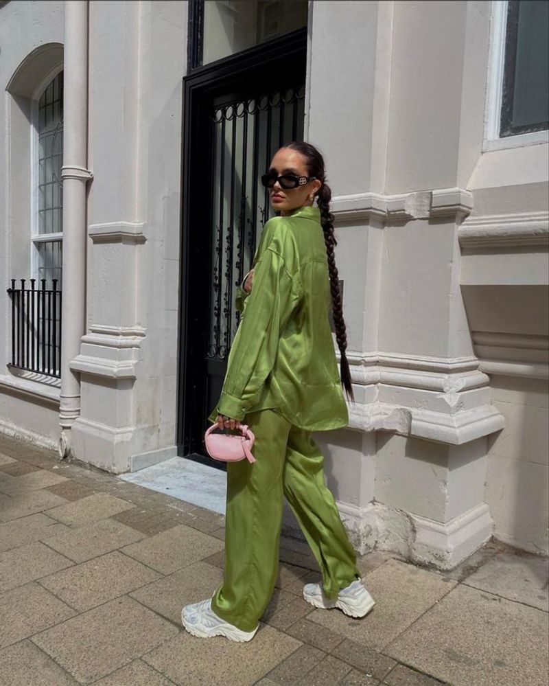 With a Monochrome Set (Skirt or Pants)