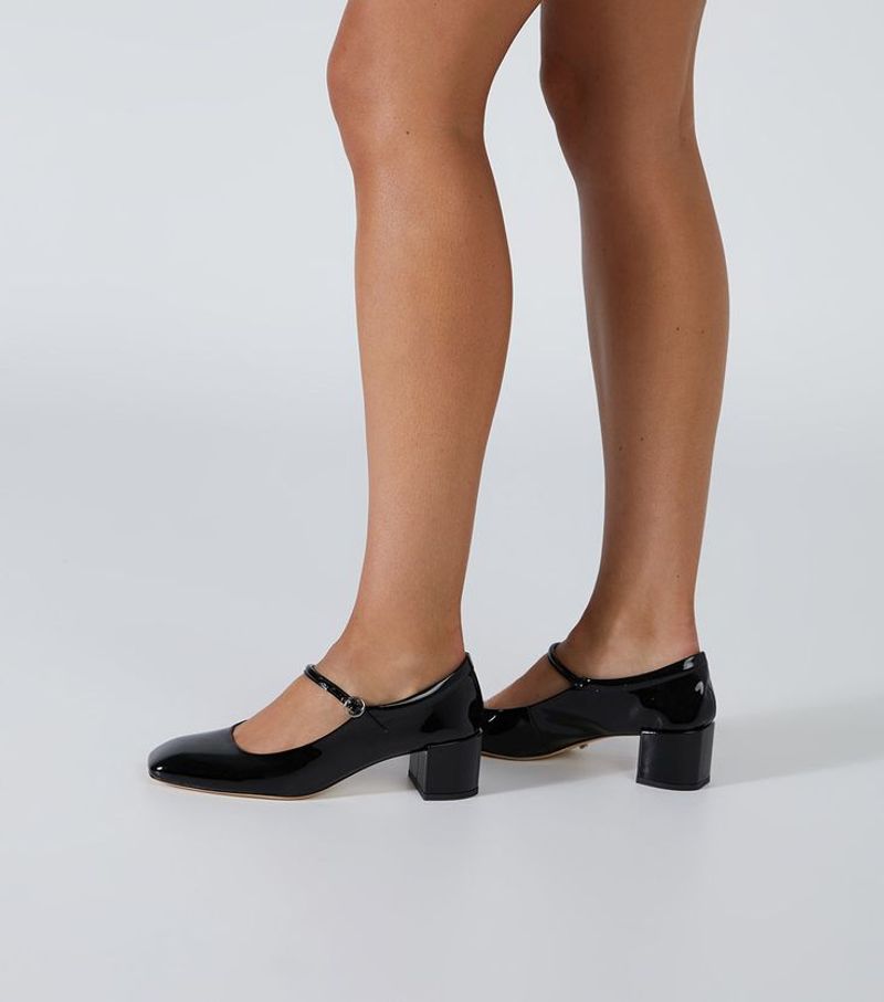 Low-Heeled Mary Janes in Patent or Velvet