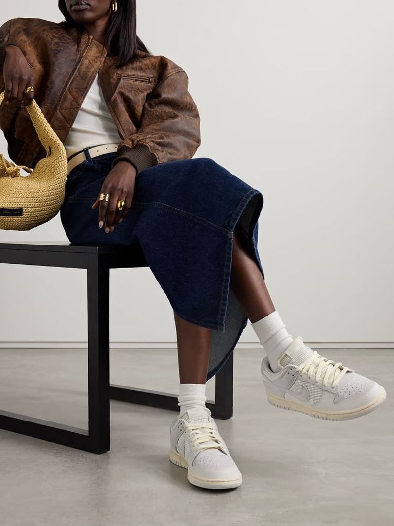 Sporty Sneakers + Woven Bag