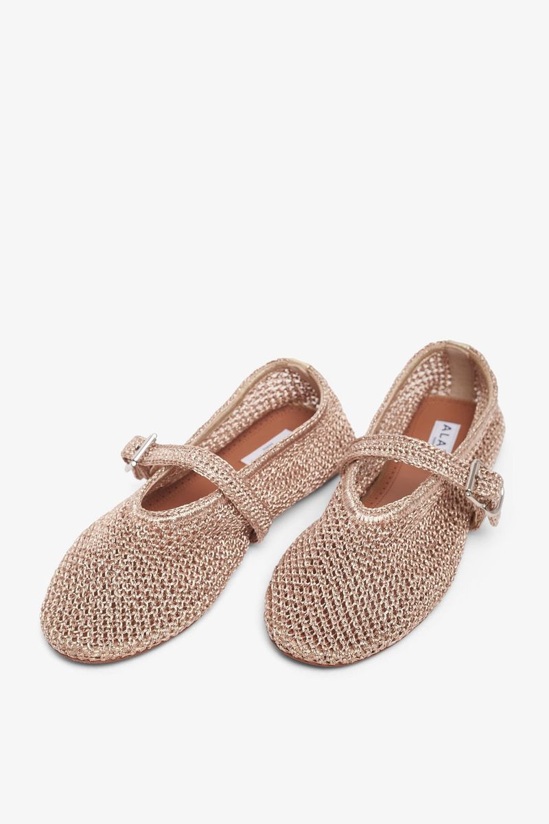 Alaïa Metallic Crocheted Ballet Flats