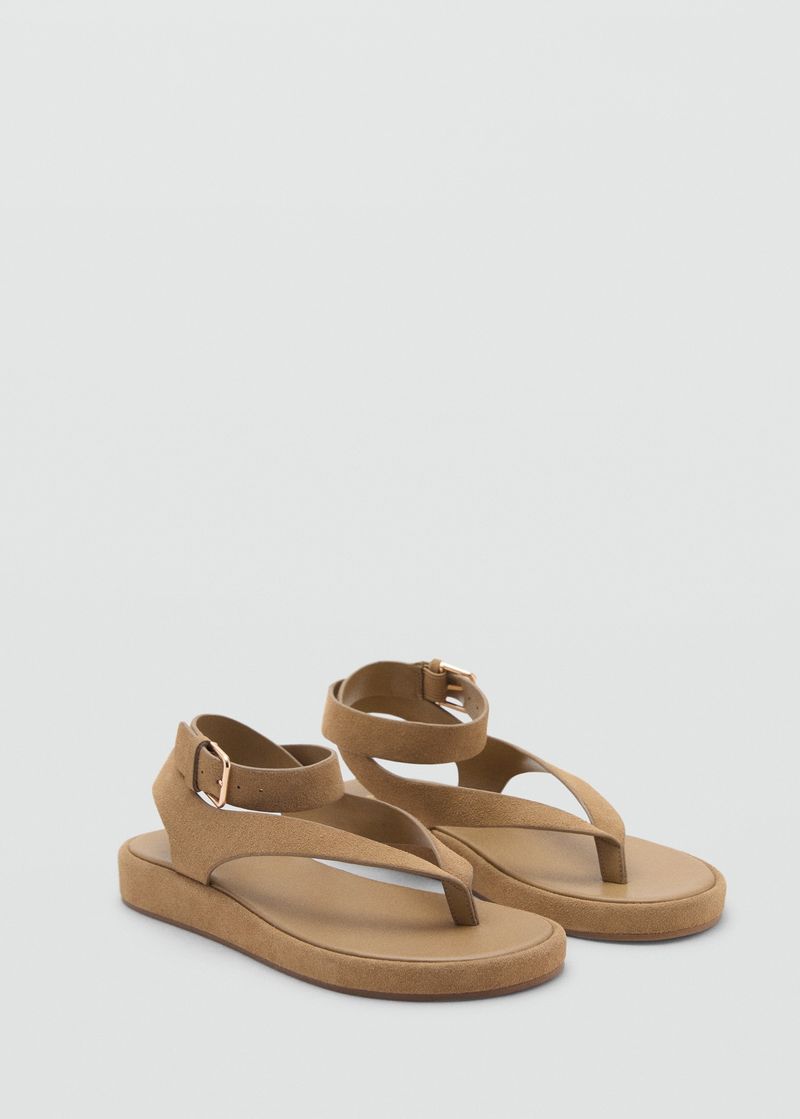 Mango Split Leather Sandals with Buckle