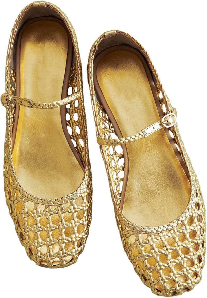 Molozoey Woven Mesh Ballet Flats