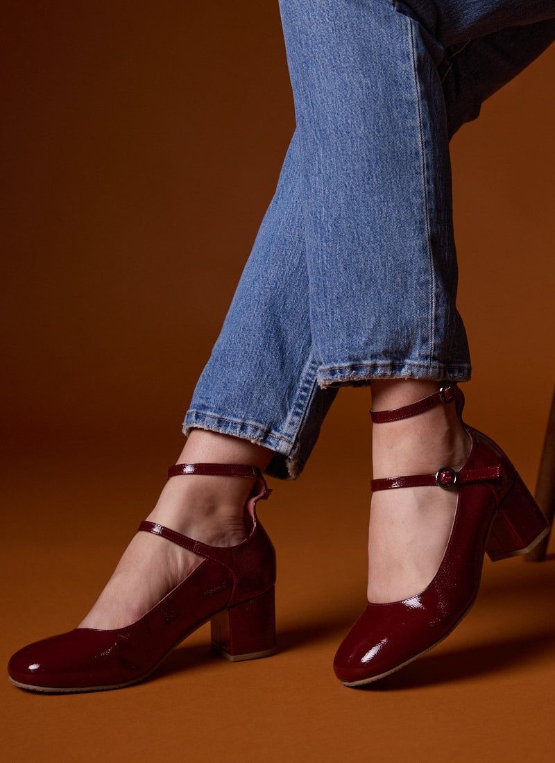 Square-Toe Mary Janes in Velvet or Patent