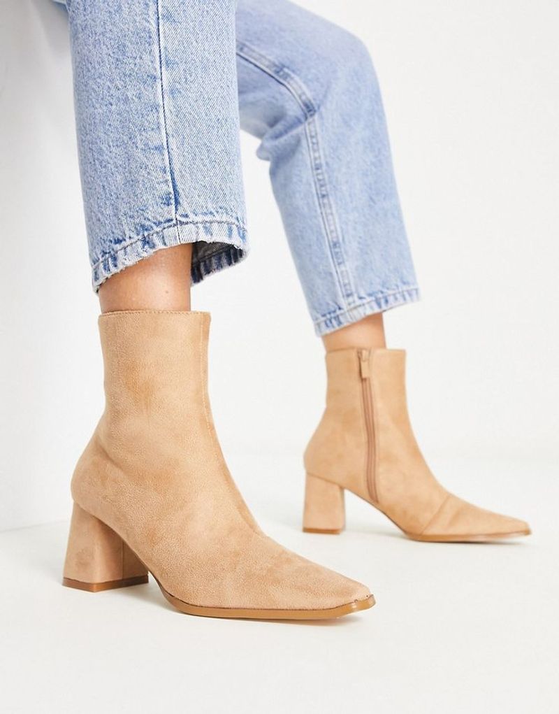 Neutral-Toned Heeled Booties
