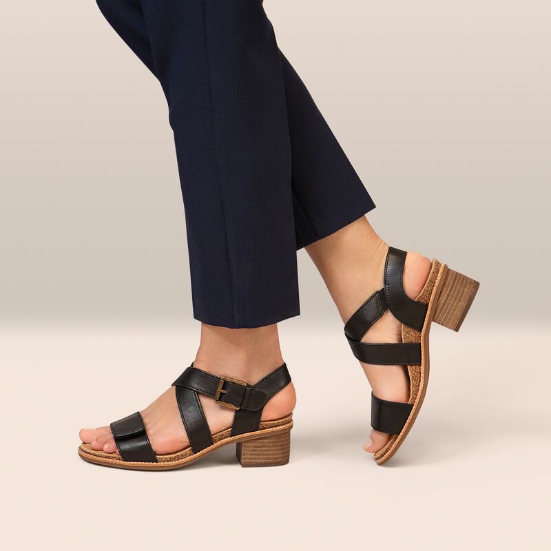 Heeled Sandals with Ankle Straps & Arch Support