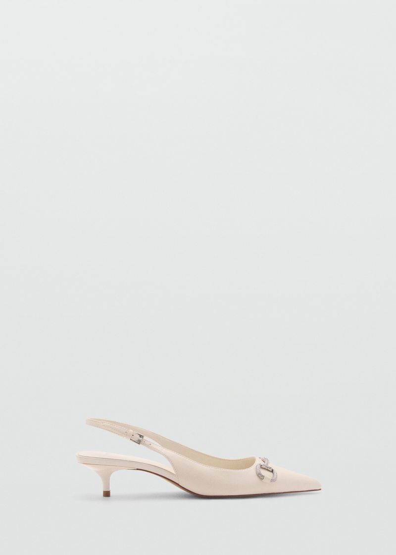 MANGO Crystal Pointed Toe Kitten Heel Slingback Pumps