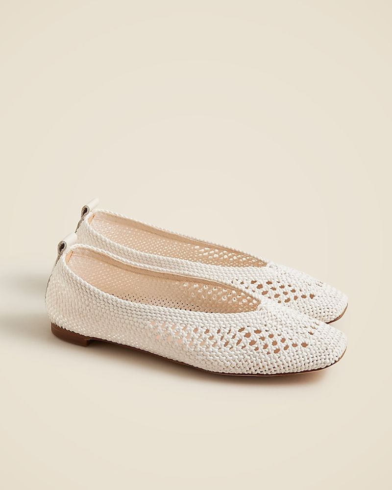 J.Crew Square-Toe Crochet Ballet Flats