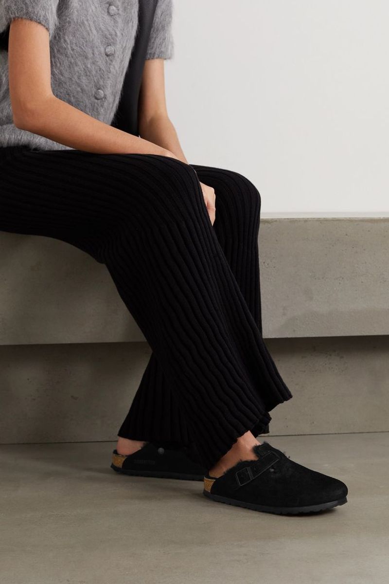 Clogs or Mules with a Wider Base (e.g., Birkenstock Boston, Nisolo Huaraches)
