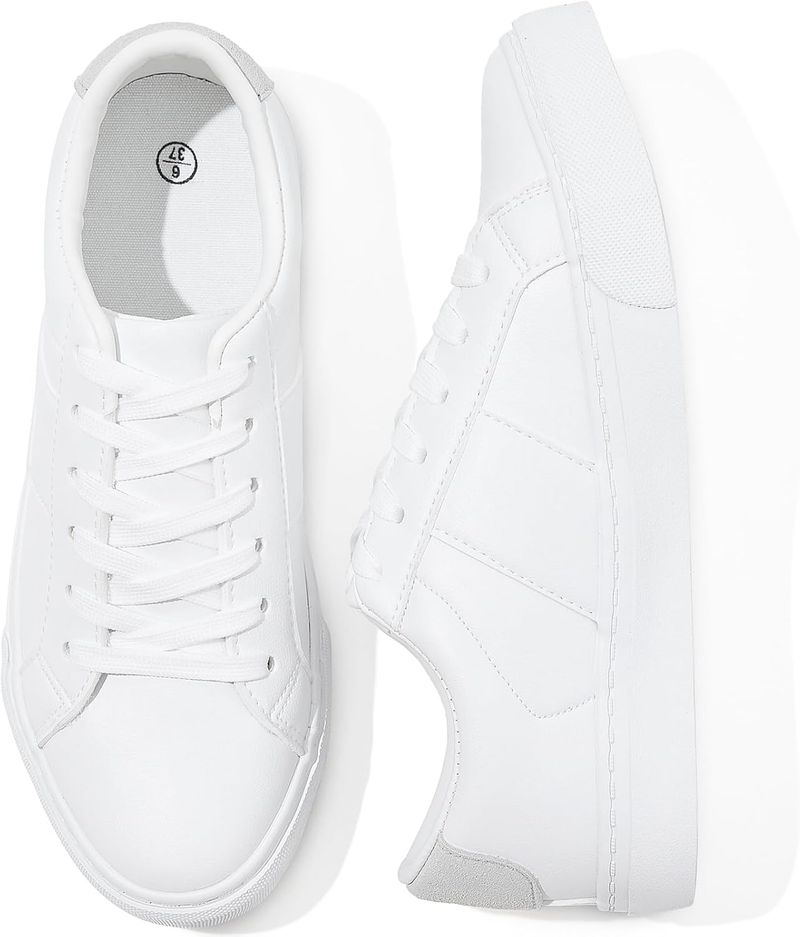 Kufeiti White PU Leather Sneakers