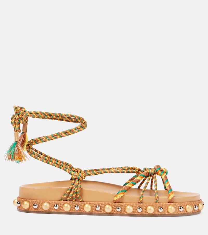 Aquazzura Tropical Rope Embellished Raffia Sandals