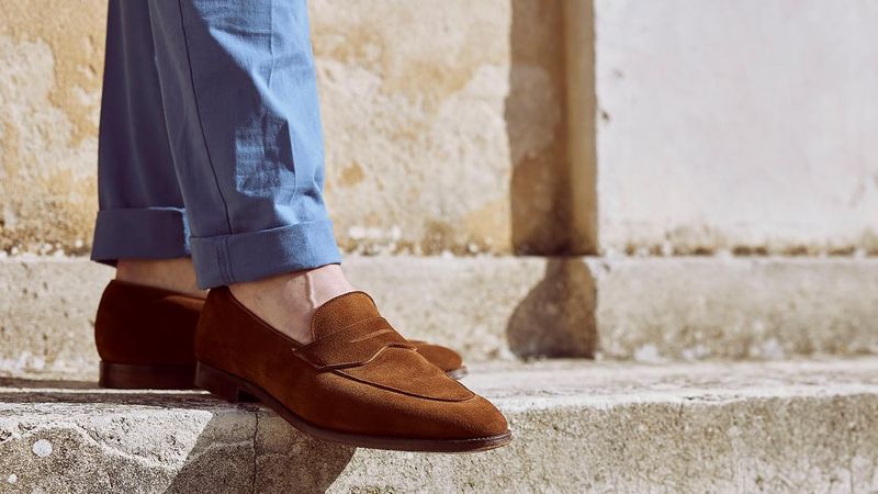 Crockett & Jones Unlined Calf Suede Loafers
