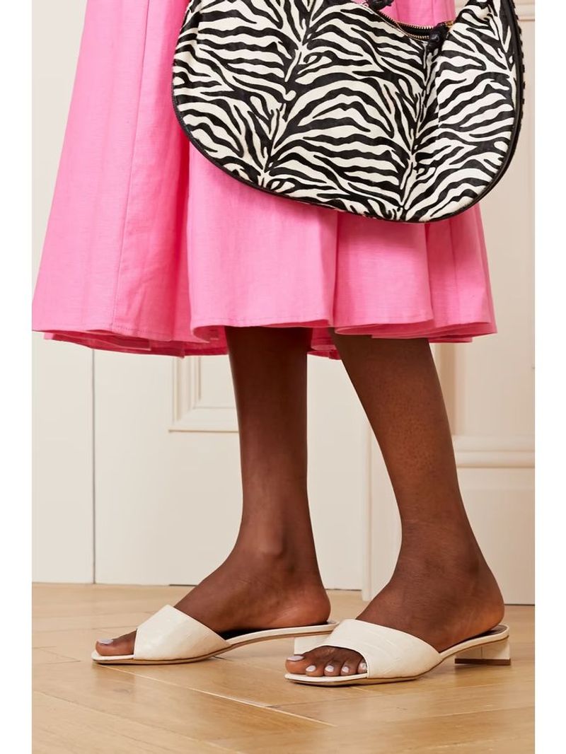 Staud Simone Croc-Effect Leather Mules