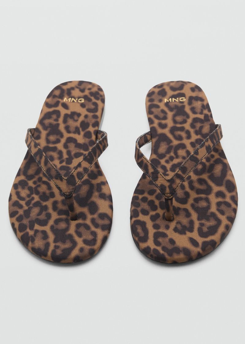 MANGO Leopard Print Flip Flop